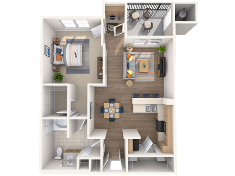 Floor plan for 1 bed, 1 bath, 804 sqft